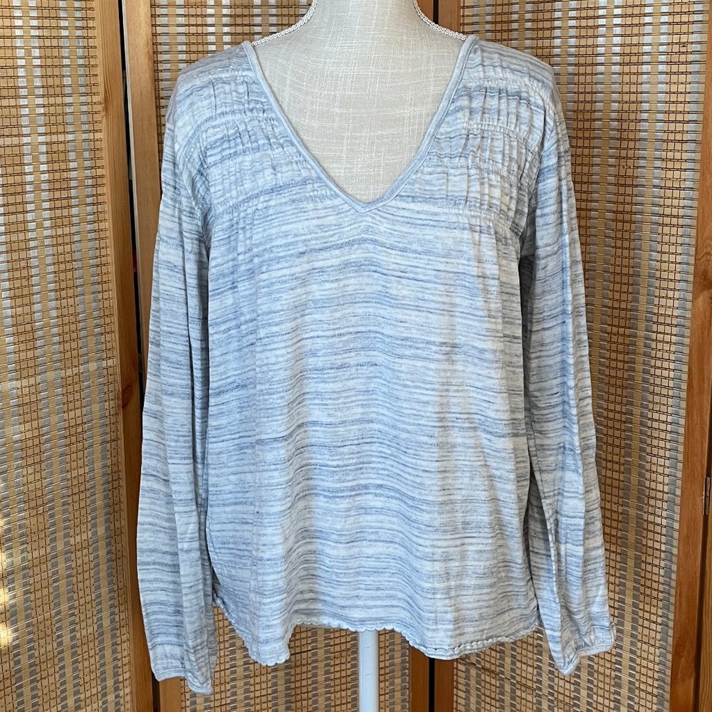 We The Free Smocked Top - Blue & White, Size Small